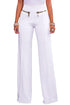 Sexy White Gold Zipper Detail High Waist Palazzo Pants